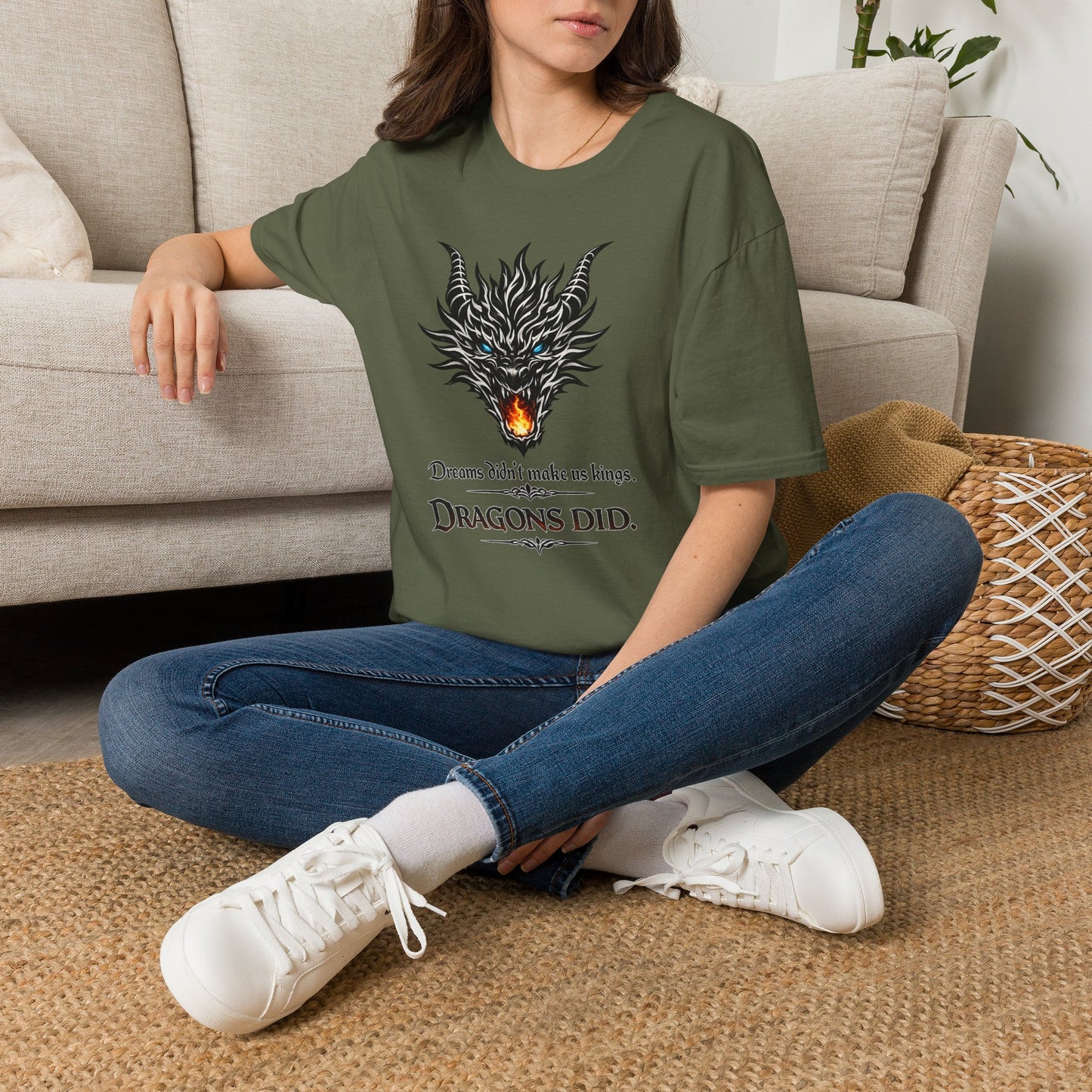Dragon Flame T‑Shirt — "Dreams don't make kings. Dragons did." Fantasy Graphic Tee
