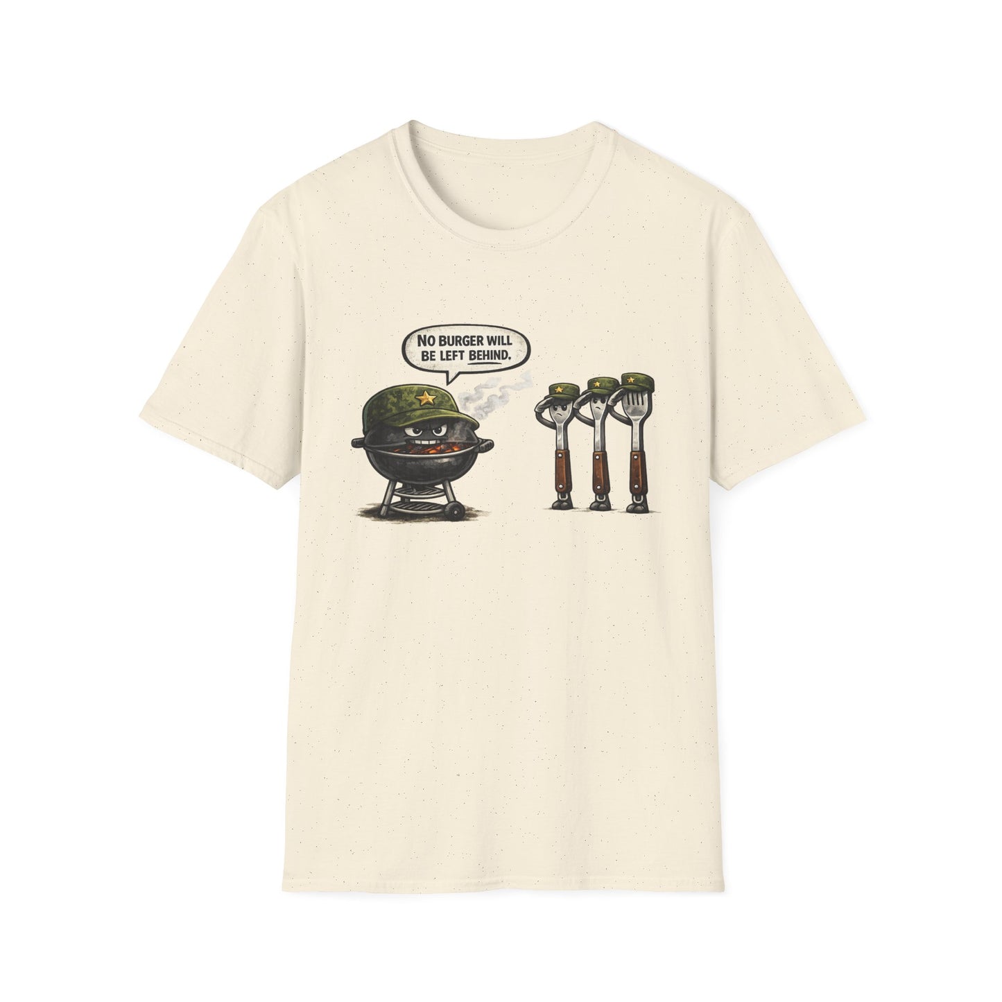 "No Burger Will Be Left Behind" BBQ Grill Army Funny Graphic Tee