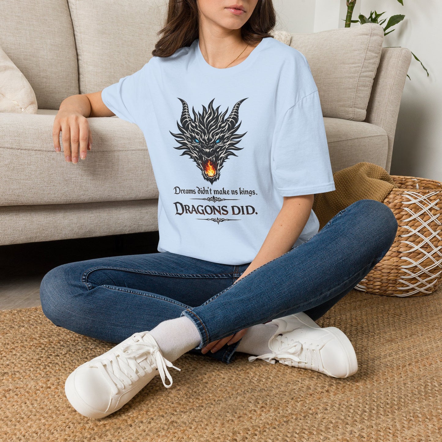 Dragon Flame T‑Shirt — "Dreams don't make kings. Dragons did." Fantasy Graphic Tee