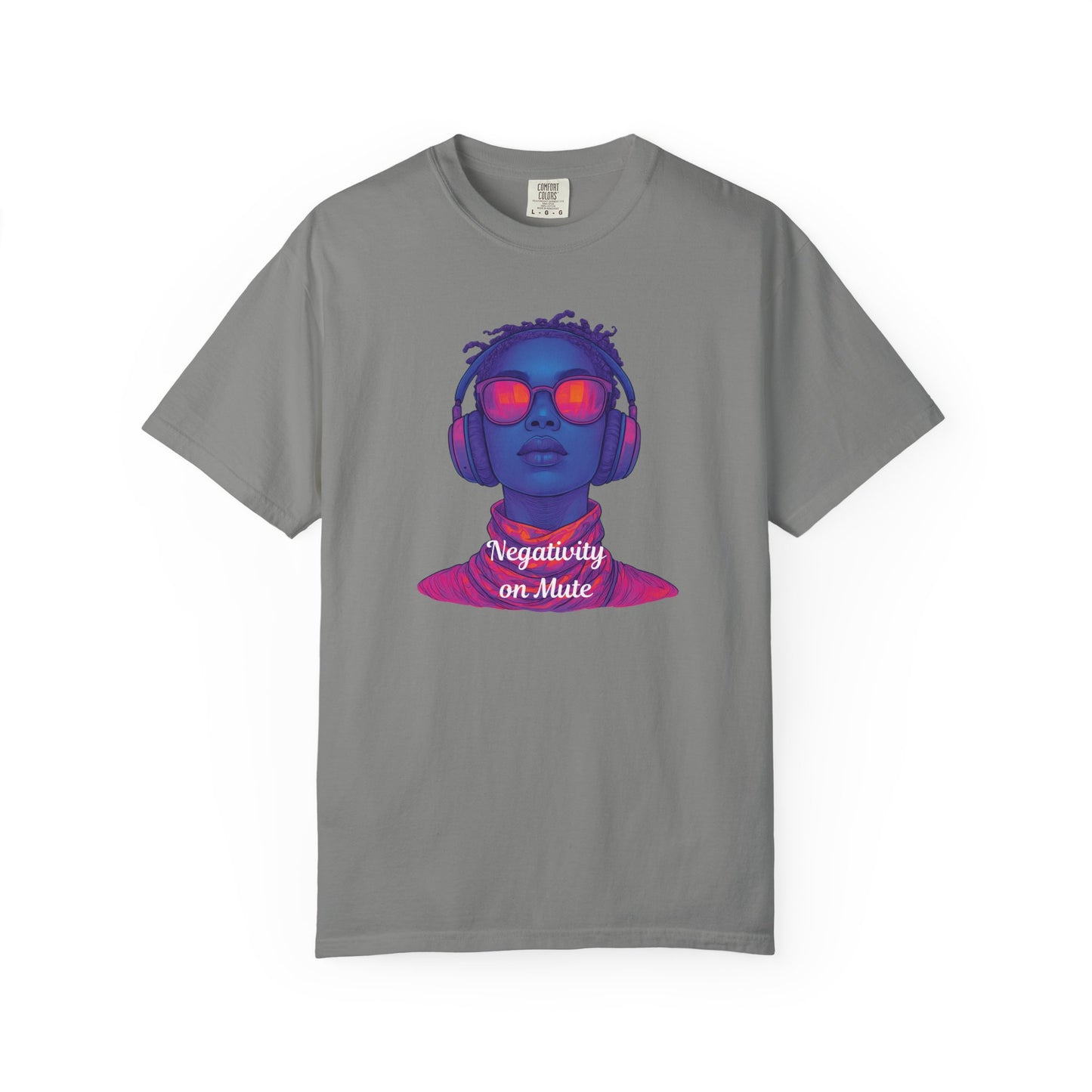 Dyed T-Shirt with 'Negativity on Mute' Design