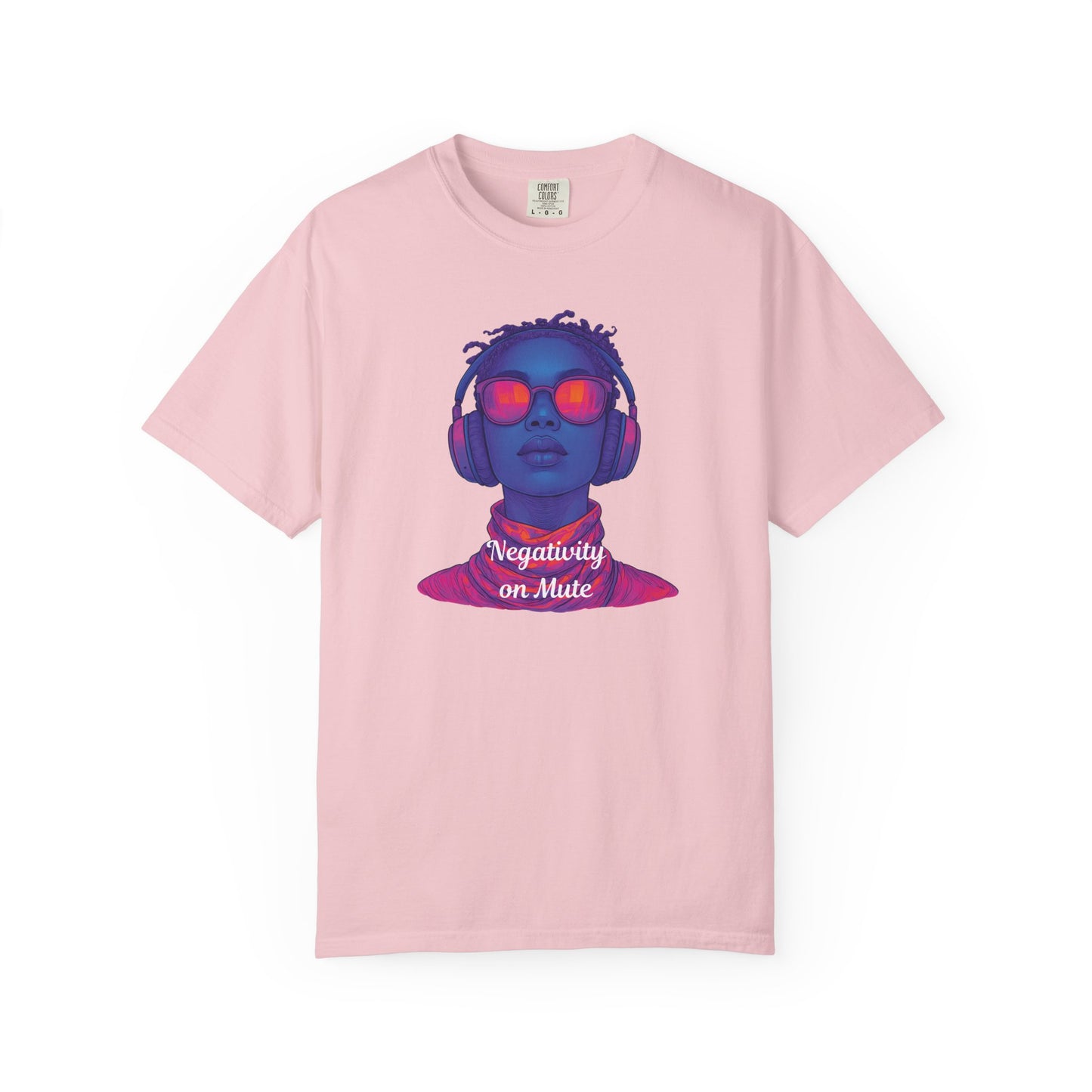 Dyed T-Shirt with 'Negativity on Mute' Design
