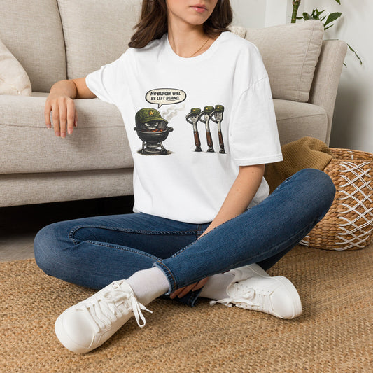 "No Burger Will Be Left Behind" BBQ Grill Army Funny Graphic Tee