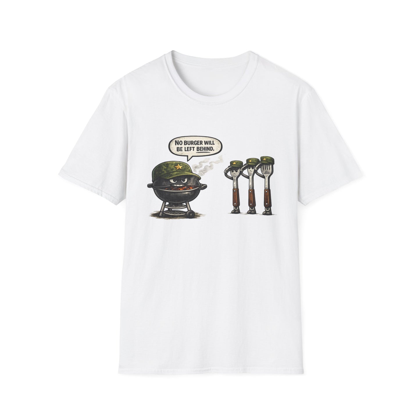 "No Burger Will Be Left Behind" BBQ Grill Army Funny Graphic Tee