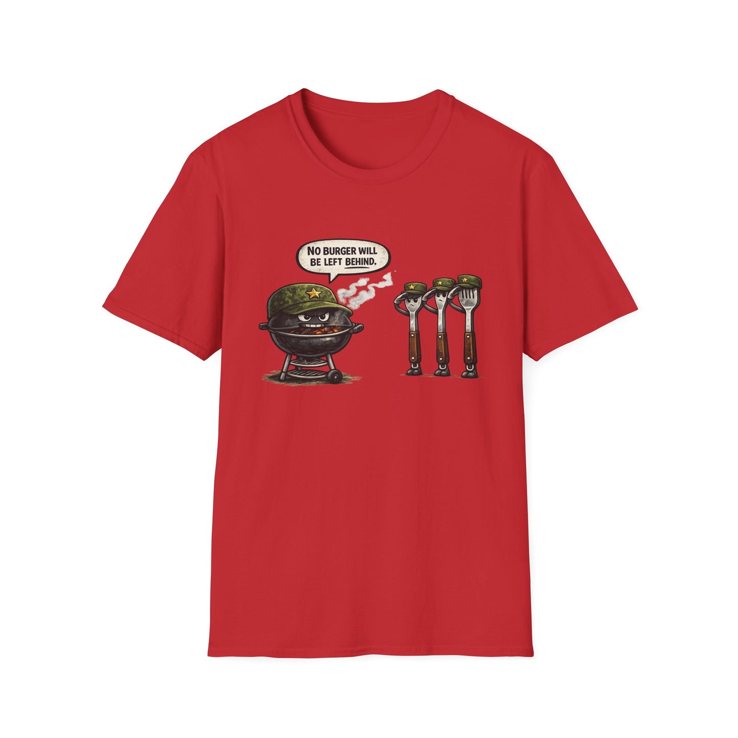 "No Burger Will Be Left Behind" BBQ Grill Army Funny Graphic Tee
