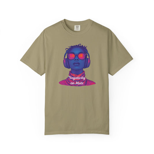 Dyed T-Shirt with 'Negativity on Mute' Design